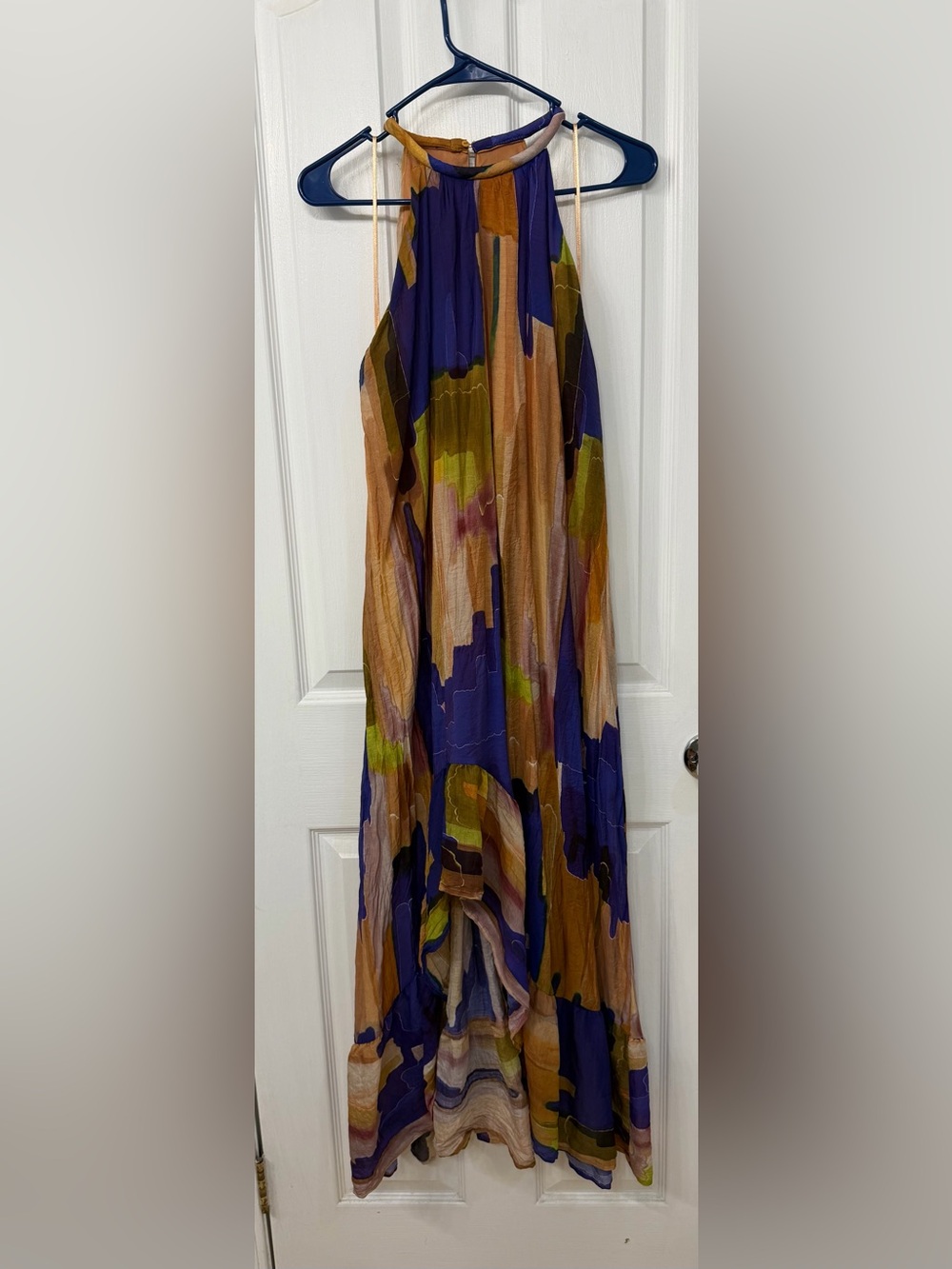 Zara Abstract Print Maxi Dress in Purple & Orange - Picture 1 of 4